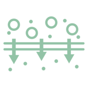 Pictogramme désignant un média textile pour filtre industriel (solides, boues, huiles...) à très haute efficacité de filtration