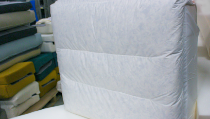 Coussin de siège produit par un client à partir des textiles Subrenat